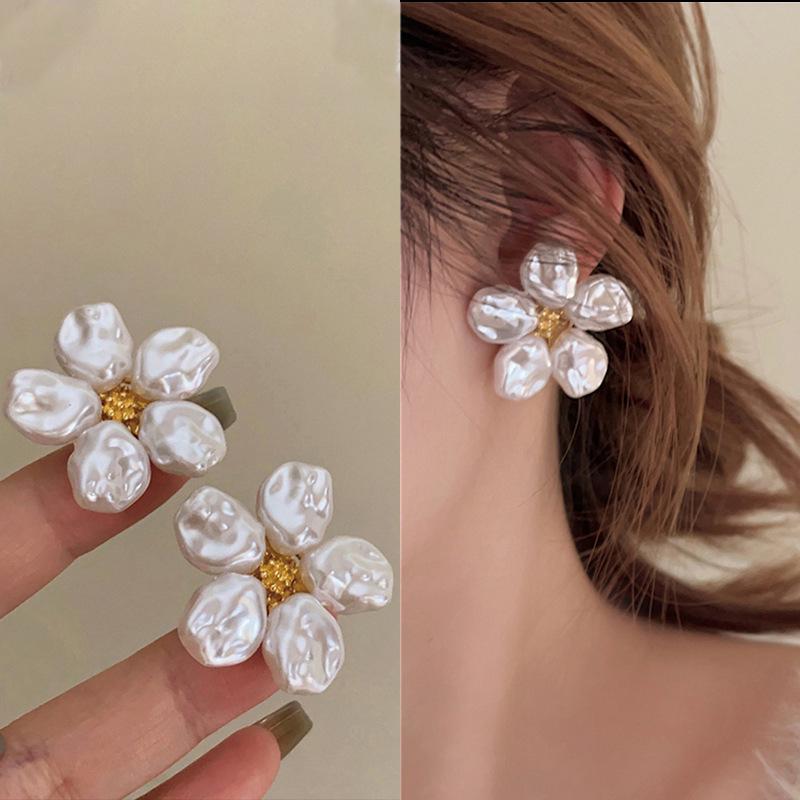 S925 Silver Needle Pearl Flower Earrings for Women - Luxury, Fashionable Korean Style