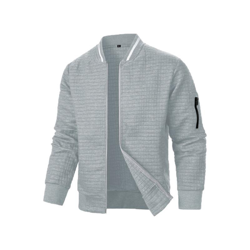 Men S Solid Color Zip Up Stand Collar Cardigan Sweatshirt
