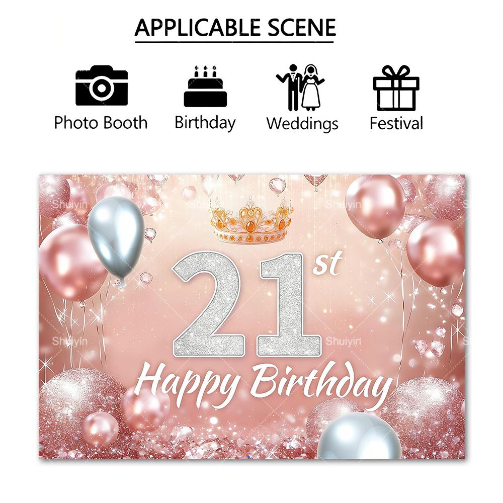 Sweet Rose Gold Birthday Backdrop Girl Lady 16/18/30th Anniversary Birthday Party Decor Age Custonized Banner Poster Photo Props