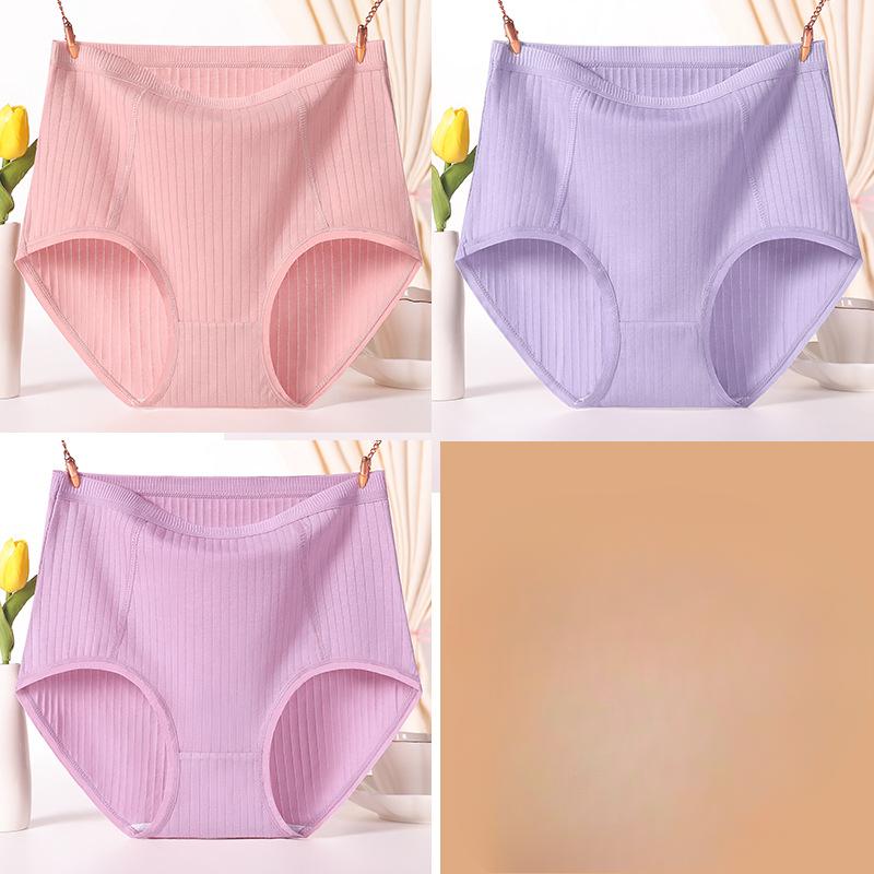 Plus Size Women's Red Middle Aged Mom Cotton High Waisted Panties