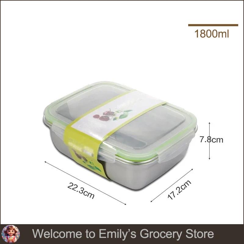304 Stainless Steel Fresh-keeping Box Sealed Fruit LeakProof Lunch Box with Lid Container Refrigerated Storage Kitchenware