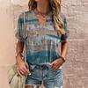 Retro Harajuku Women's Casual V-Neck Short Sleeve Summer Streetwear Pullover T-Shirt Tops New Fashion Stripe Print Tee