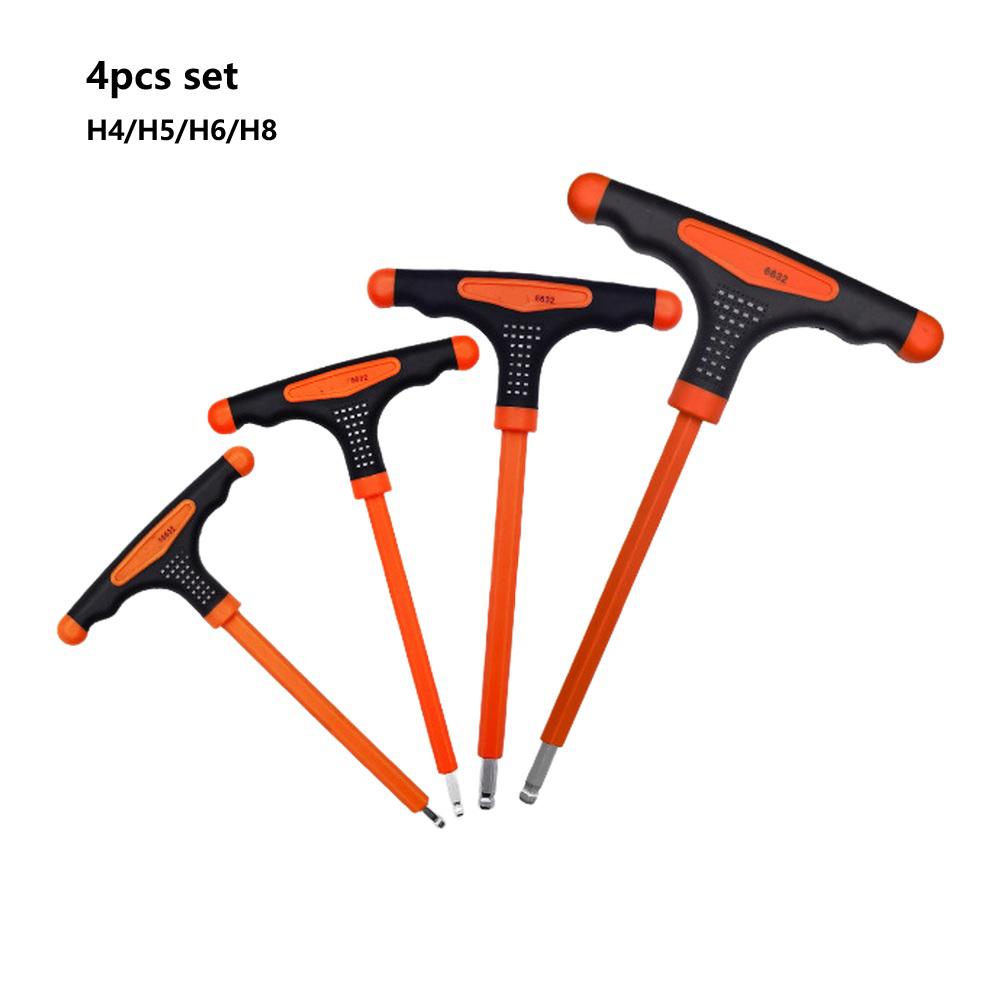 

T-Shape Hex Key Wrench Set With Ball Head And Cross Slotted Screwdriver, Non-Slip Handle Chromium Vanadium Steel