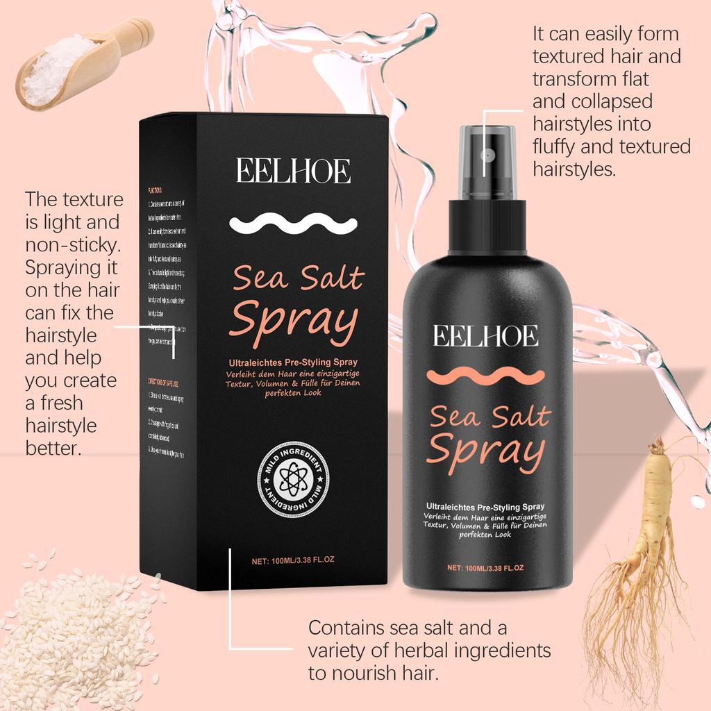 Meersalz Haarstyling Spray Starker Halt Verhindert Frizz Hält Fixiert Nicht fettend Reduziert Flauschigkeit Frau Männer Haarfestigungssprays