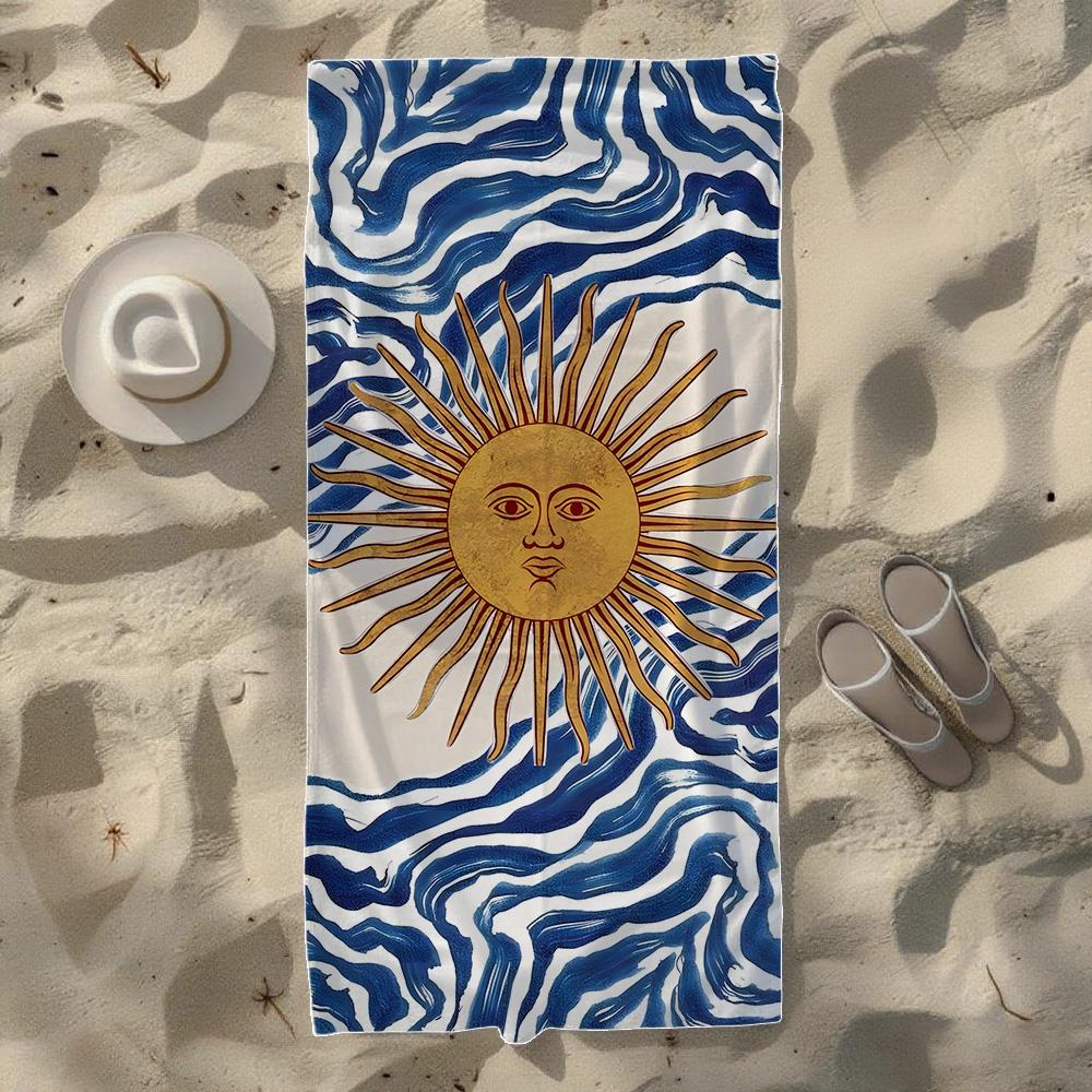 Sun Wave & Lotus Mandala Beach Towel,  Soft Quick-Drying, Perfect For Portable Outdoor Travel,Swimming, Camping And Summer Beach