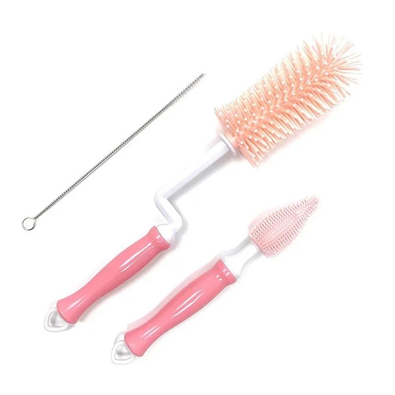 Silicone Bottle Cleaning Brush Baby Pacifier Straw Scrubber Food Grade Material 360 Degree Glass Washing Kitchen Cleaning Tool