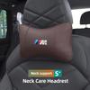 DJSA5 Car Seat Headrest Leather Neck Pillow For BMW Performance F11 G26 E91 F20 E46 E60 E70 E39 E36 Car Interior Accessories Keychain
