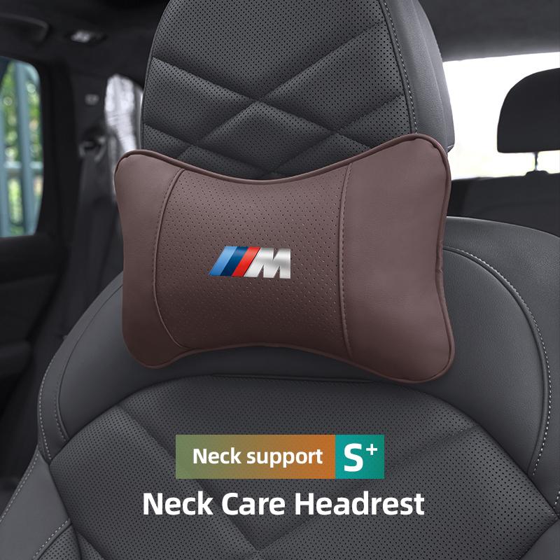 DJSA5 Car Seat Headrest Leather Neck Pillow For BMW Performance F11 G26 E91 F20 E46 E60 E70 E39 E36 Car Interior Accessories Keychain