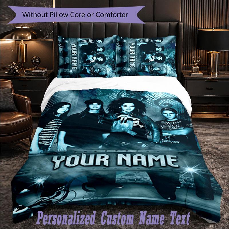 Personalized 3Pcs Bedding SetTokio Hotel Custom Text Duvet Cover Pillowcase Set Bedroom Gift
