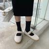 Mary Jane in montone con chiusura a strappo, scarpe basse in pelliccia da donna, scarpe invernali in cotone da donna con suola spessa, mocassini in pile caldo e peluche