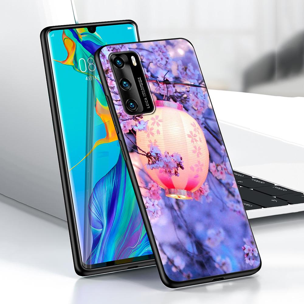 Plum Cherry Blossom Girl Case for Huawei P30 P Smart Z P40 Lite E P20 Y6 Y7 Y9 2019 Honor 8X Play 9A 50 20 Pro Black Soft Cover