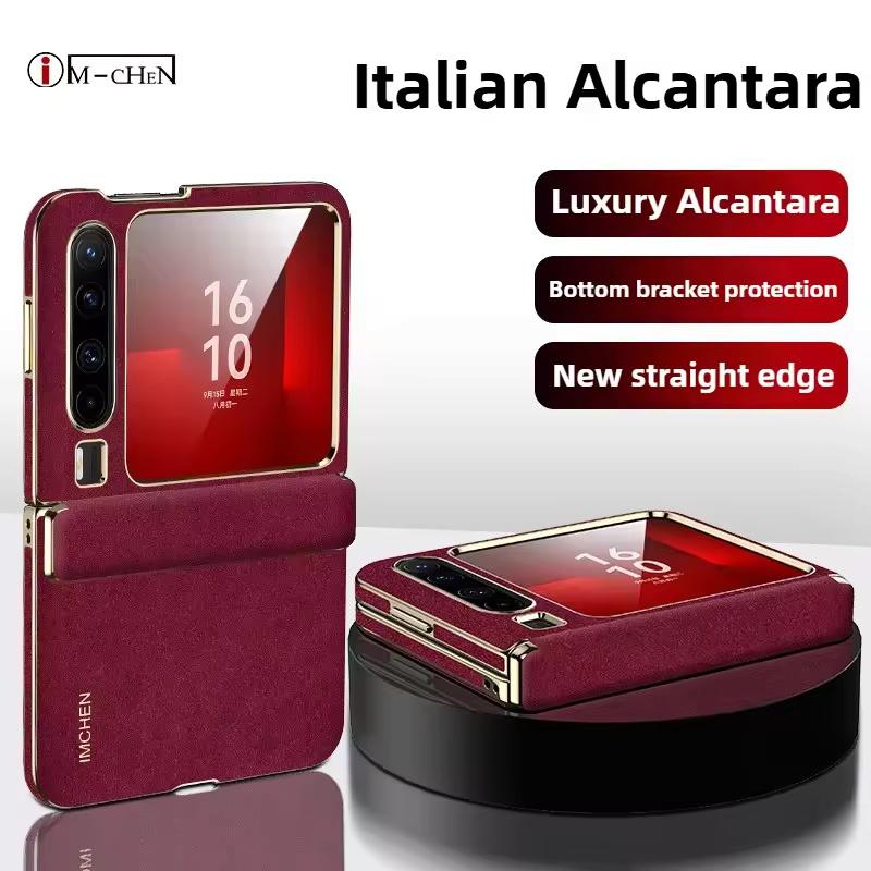 

Premium Luxury Italian Grade Tasting Genuine Leather Case For Huawei Pura X Hinged Center Axis Protection Folding Screen Cover Genuine Leather&Huawei Pura X