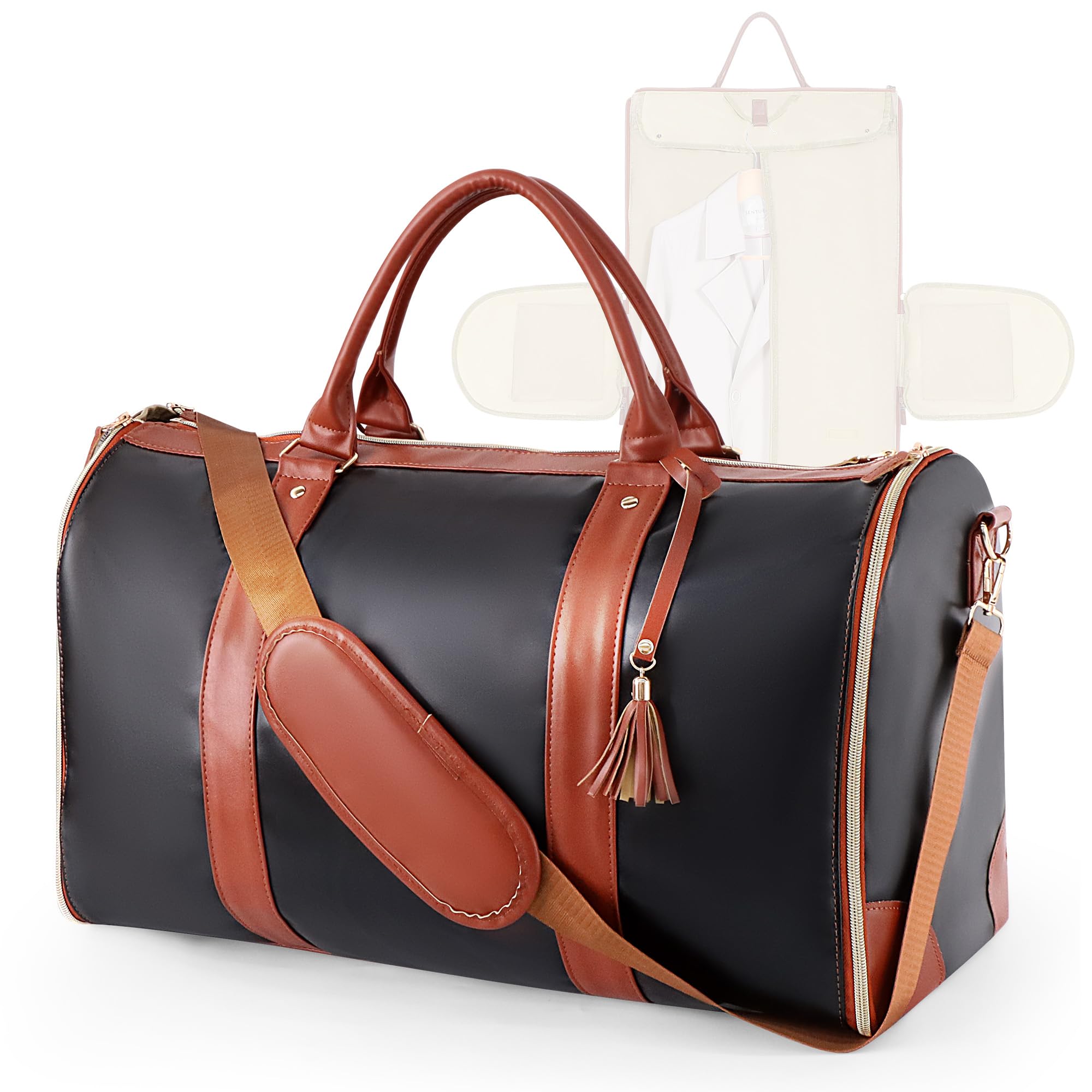 Geestock Convertible Duffle Garment Luggage Carry On Weekend Bag Travel Duffel Tote Bag Yoga Gym Bag For Business Trips Sport черный коричневый