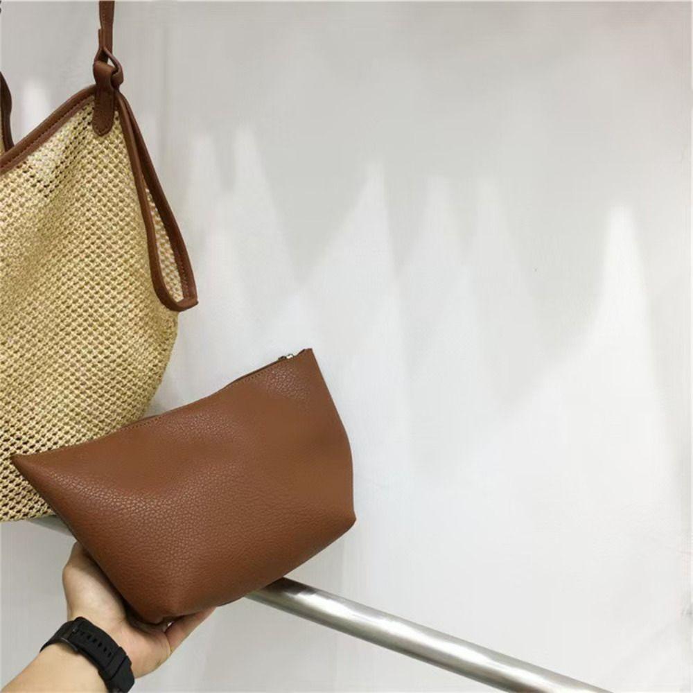 Parent Shoulder Bag Straw Woven Bag Tote Bagwith Sunglasses Clip Hollow Shoulder Bag  Travel