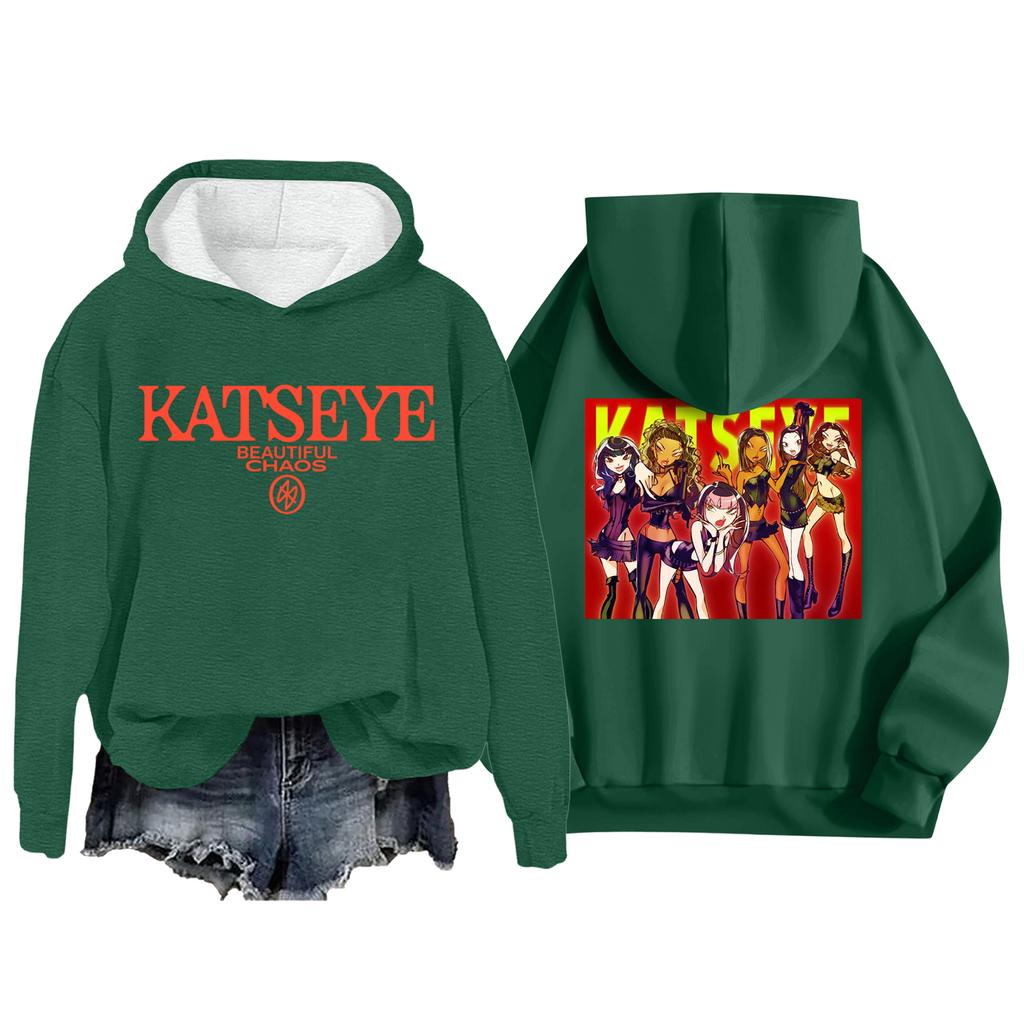 Women's Fashion Casual Long Sleeve Loose Printed Pullover Sports Long Sleeve Hooded Sweatshirt