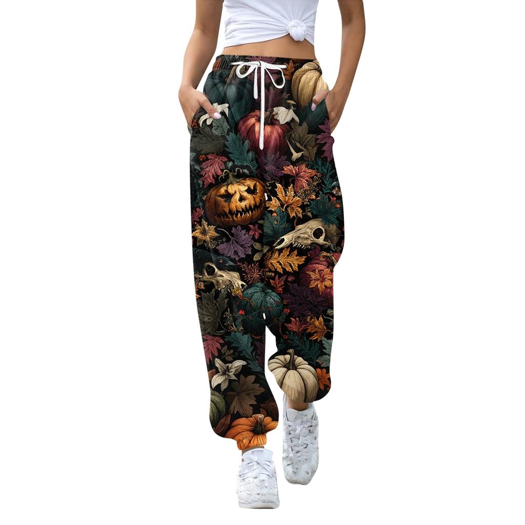 Women's Sports Pants With Pockets Fashion Print Elastic Waist Pants Casual Sweatpants Pants