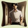 Levi Ackerman Attack On Titan Pillow Covers Cartoon Sofa Decorative Home Double-Sided Printing Short Plush Cute Cushion Cover