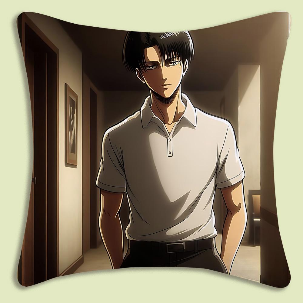 Levi Ackerman Attack On Titan Pillow Covers Cartoon Sofa Decorative Home Double-Sided Printing Short Plush Cute Cushion Cover