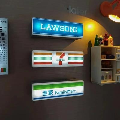 Magnetická 3D nálepka na lednici z večerky 711, Lawson, FamilyMart, světelná mini světelná tabule, domácí dekorace