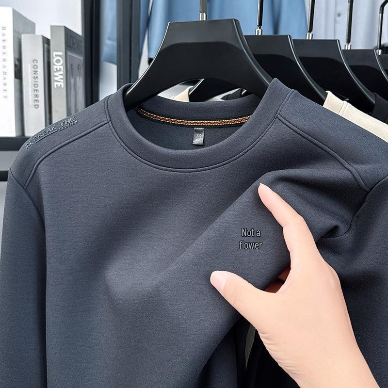 

Men s 370g Heavyweight Thickened Round Neck Autumn Hoodie 2025 – Mature Fashionable Casual Layer L