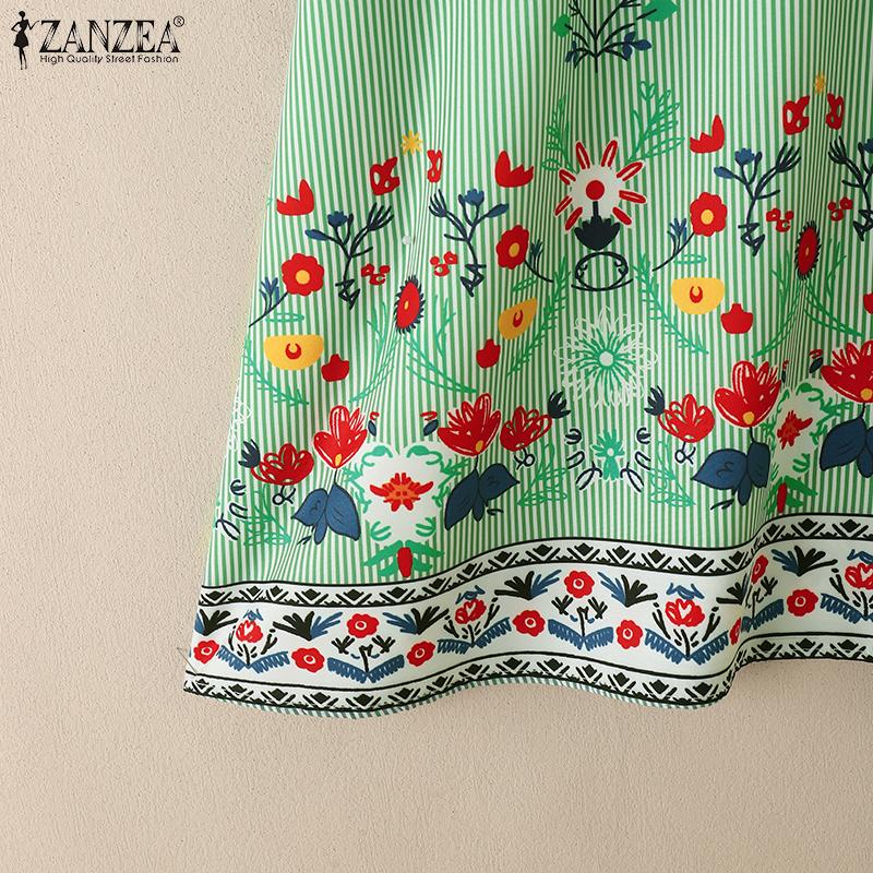 ZANZEA Women Casual Round Neck Summer Sleeveless Floral Print Stripe Tank Tops