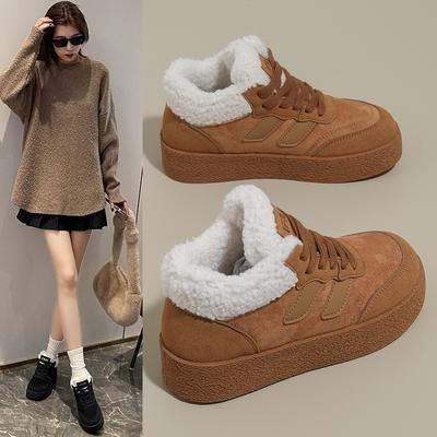 Fashion 2024 Winter Women's New Warm Thick-soled Cotton Shoes Fashionable Lace-up Low-top Sports Shoes Women's Outdoor Casual Snow Boots