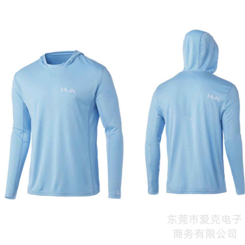 HUK Fishing Shirt Hooded Long Sleeve T-Shirt Men's Sunscreen Fishing Suit Outdoor Sports Luya Fishing Suit Quick Drying Breathable