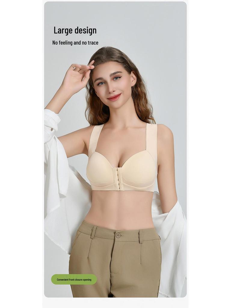 Seamless Front-Closure Anti-Sagging Plus Size Wire-Free Bra with Beautiful Back Design