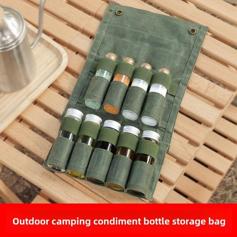 Outdoor Camping Spice Bottle Storage Bag With Portable Travel Design For Barbecue Enthusiasts