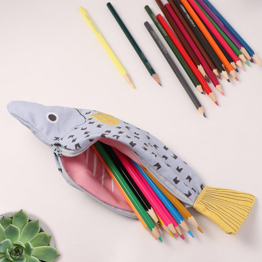 Versatile Creative Fish Pencil Bag Funny Grouper Shape Stationery Storage Bag Cute Simulated Pencil Case Student