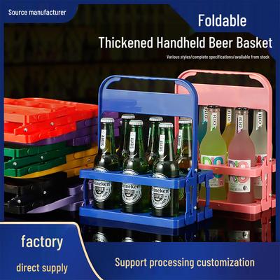 Compact Plastic Foldable Wine & Beverage Holder - 6-Bottle Capacity