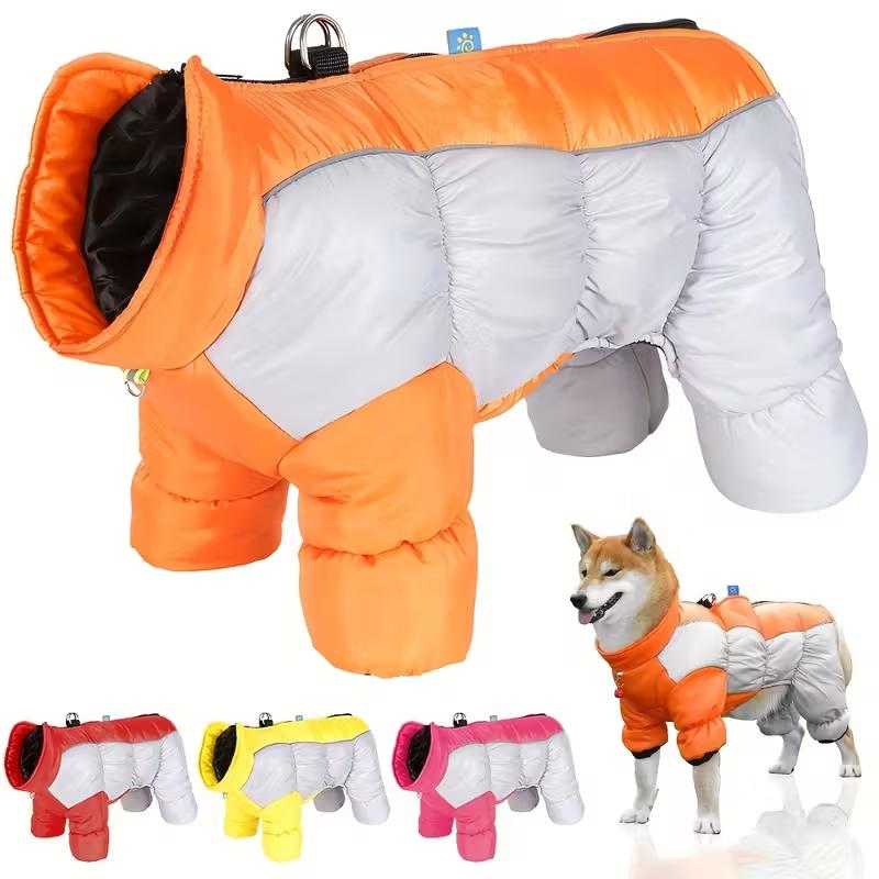 Pet Thermal Four-Legged Clothing, Warm Clothes for Small Dogs, Insulated Dog Jackets, Reflective Winter Four-Legged High-Neck Do