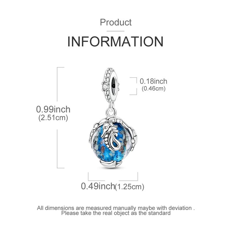 Charms Copper Blue Ocean Seahorse Starfish Pendants Fit Charms Plata Original Bracelet Beads Women Jewellery Making Diy