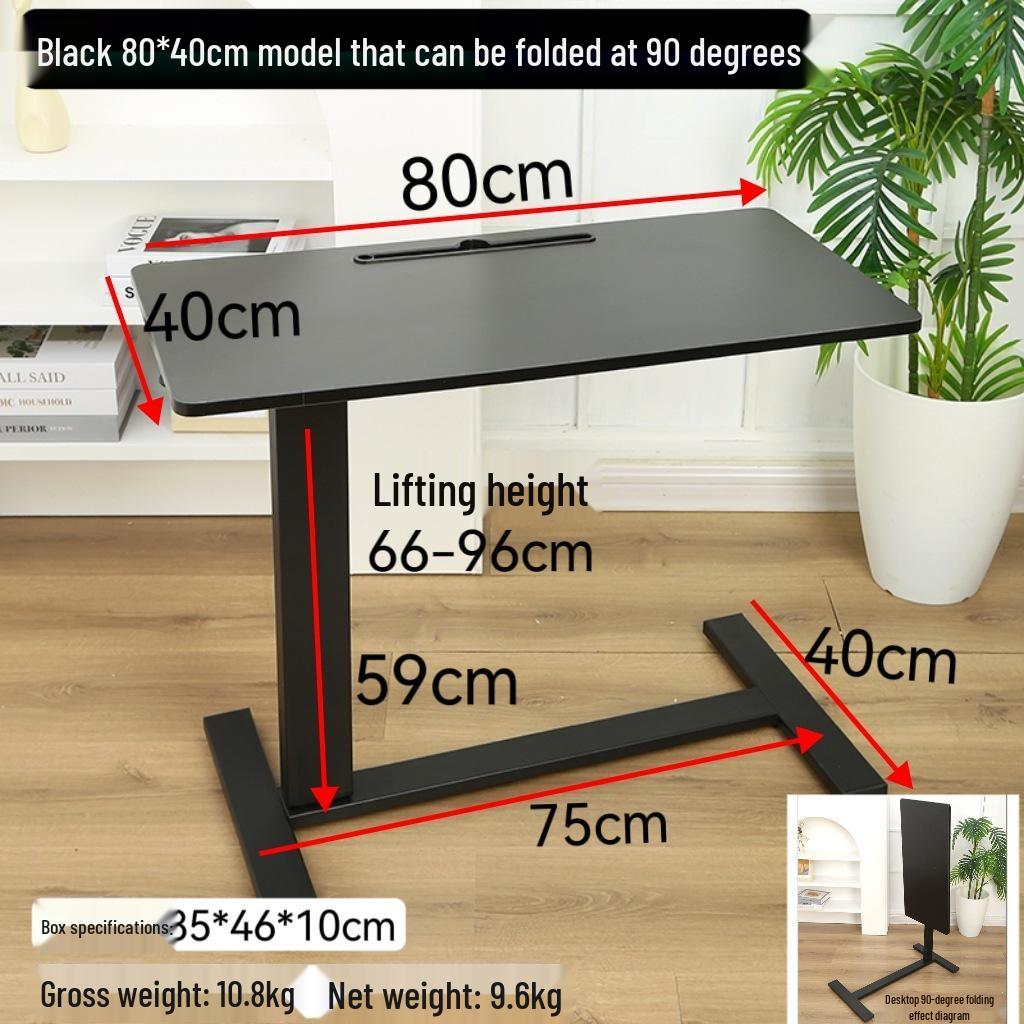 Adjustable Double-Sided Folding Bedside Table with Pneumatic Lift for Sofa or Office Use