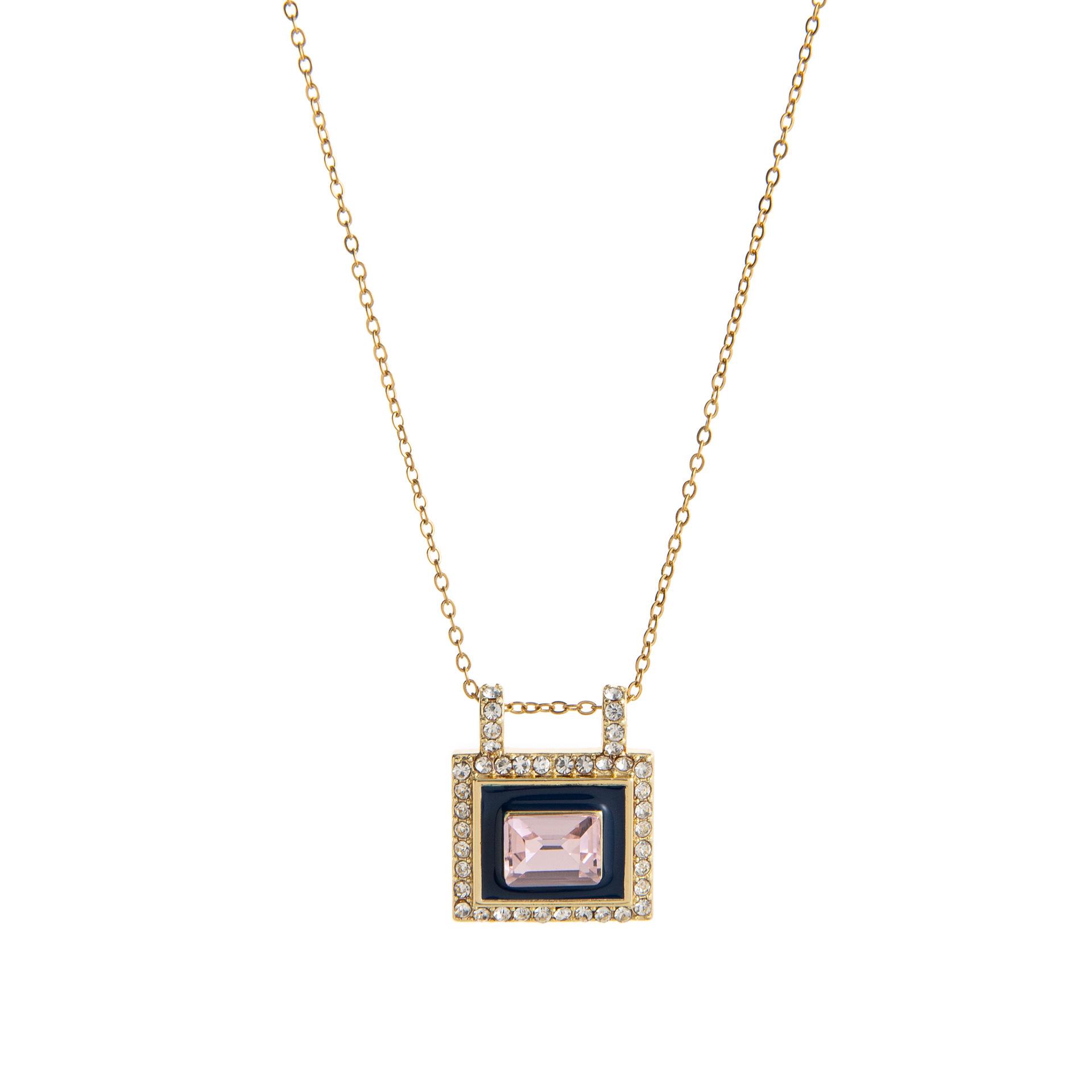 18K Gold Plated Colorful Zircon Geometric Necklace with European & American Design
