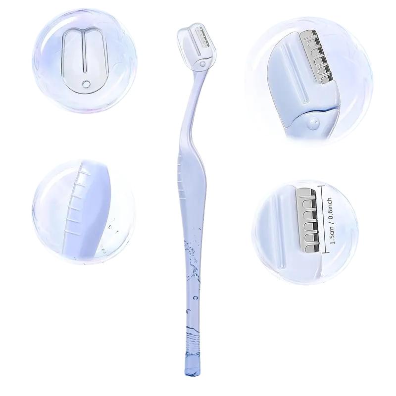 

Precision Facial Razor for Women: Mini Eyebrow Trimmer for Lip & Mustache, Formaldehyde-Free Carbon Steel Blade with Cover синій