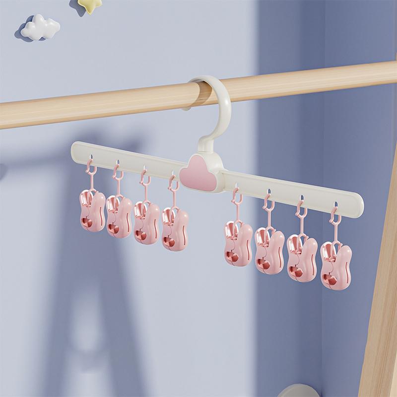 Cartoon Children S Clothes Hanger Household Rotatable Baby Multi-Clip Socks Non-Slip Drying Cloud Hanger