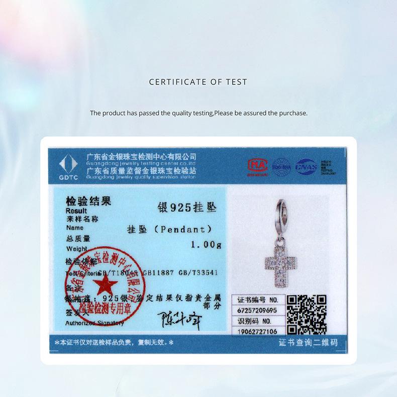 Shining Cross Pendant Opening And Closing Button Head Popular S925 Sterling Silver Lucky Beads