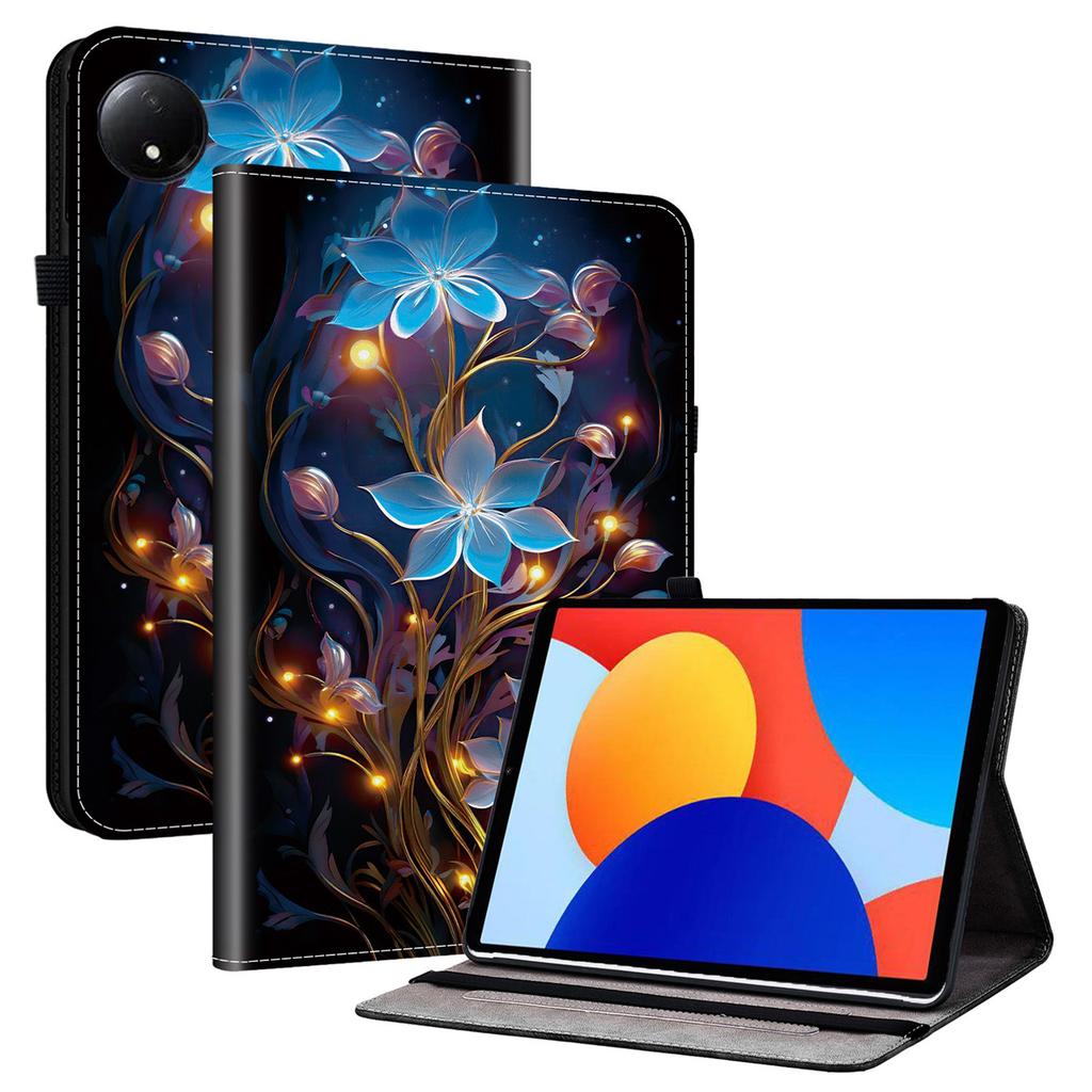 Für Xiaomi Redmi Pad SE 4G 8,7 Zoll Lederhülle Muster bedruckt Ständer Tablet-Hülle mit Kartenfächern