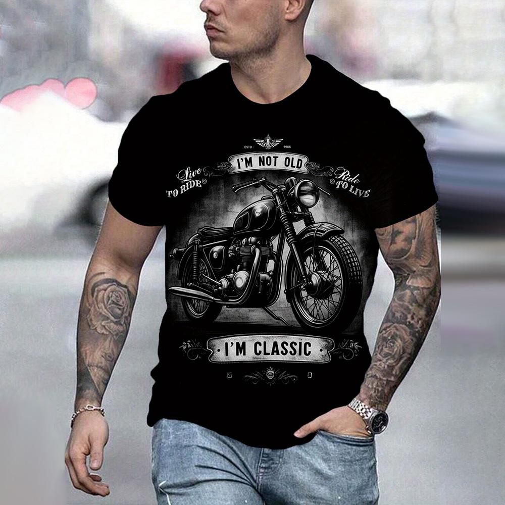 Vintage Μοτοσυκλέτα Γραφικό Μπλουζάκι Κλασικό Δεν Είμαι Γέρος Εκτύπωση Γραμμάτων Κοντομάνικο Τοπ 2024 Μεγάλο Μέγεθος Καθημερινά Ανδρικά Ρούχα
