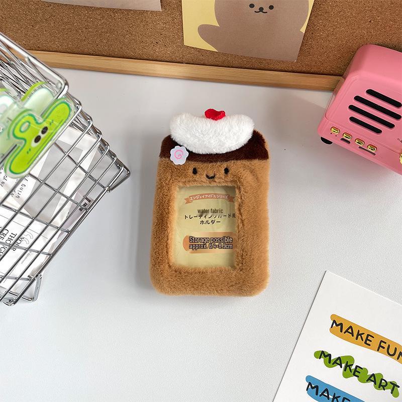 Cute Plush Dessert Card Holder: Transparent Storage for Meal, Bus, and ID Cards