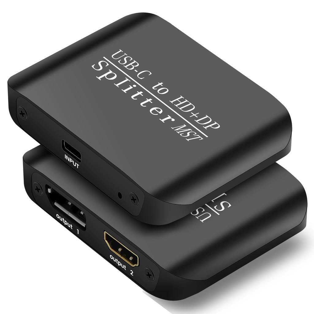 Compatible HDMI Splitter 1 In 2 Out USB C To HDMI+DP Splitter 4K 60Hz MST SST High Quality Video