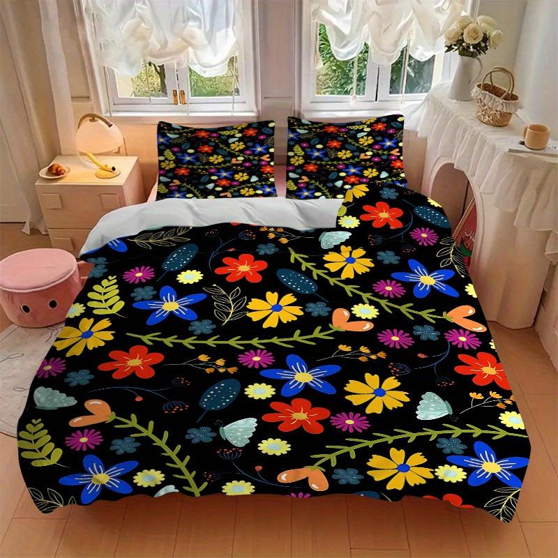 Set Lenzuola con Fantasia Floreale 3 Pezzi, Traspirante e Morbido, Adatto a Tutte le Stagioni, Ideale per Uso Domestico, Adatto per Decorazione Camera da Letto yy250821183