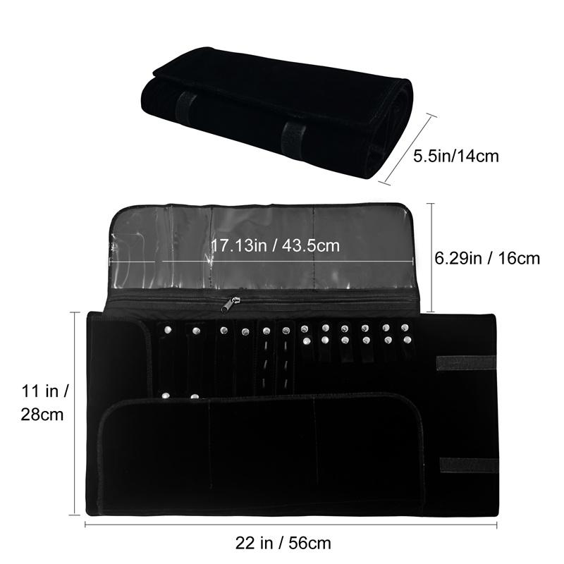 

Бархатный рулонный органайзер для ювелирных изделий, сумка для хранения колец, ожерелий, браслетов, медальонов, слой антиокислительной пленки, реквизит для хранения ювелирных изделий 1pc