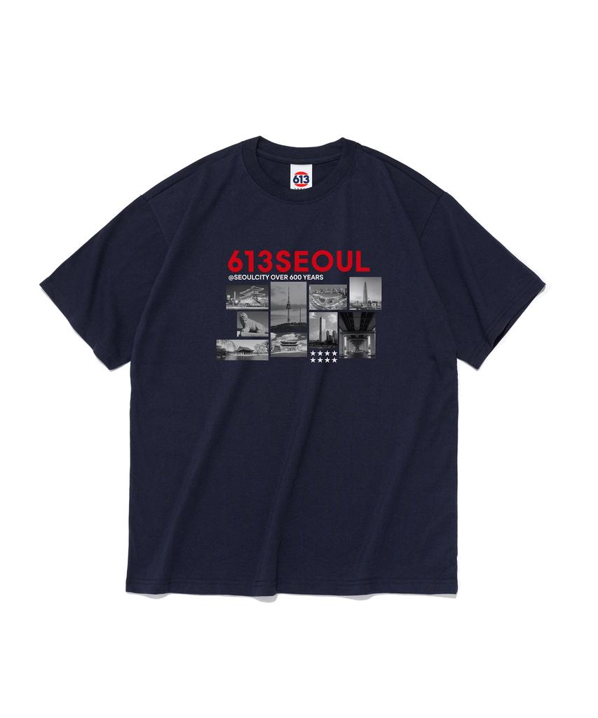 613SEOUL City Frame Graphic Short Sleeve T-Shirt (Navy)