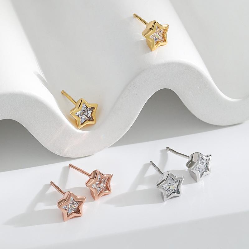 Anti-allergic Palace Baroque Rose Gold Meteor Flower Five-pointed Star Earrings