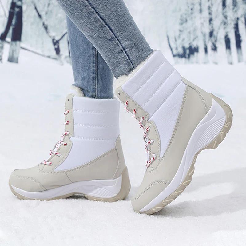 Winter Shoes Fashion Platform Snow Boots Outdoors Waterproof Shoes for Women Plush Keep Warm Thigh High Boots Winter Ankle Boots