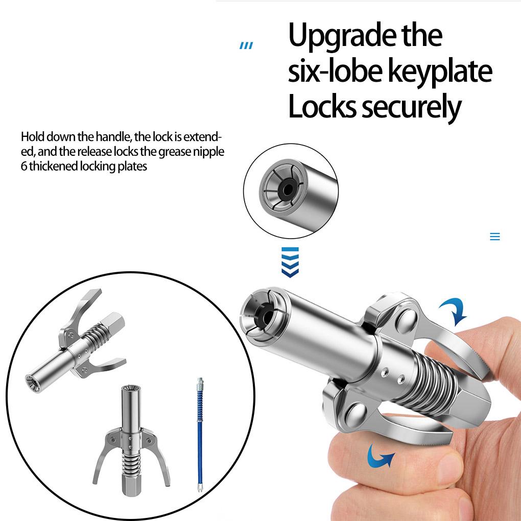 Grease Tool Coupler Detachable 690Bar Handheld Leakproof Rubber Sealing Ring Replacing M6/M8/M10/M12/M14 Nozzle Tools