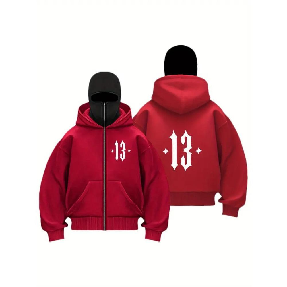 Men's Y2K Trendy Brand Velvet Double Hat Unique Design Hooded Sweatshirt Autumn and Winter New Loose High-end Sweatshirt