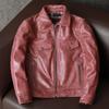 Vintage Waxed Genuine Leather Jacket Men Slim Fit Biker Coat Retro Brown